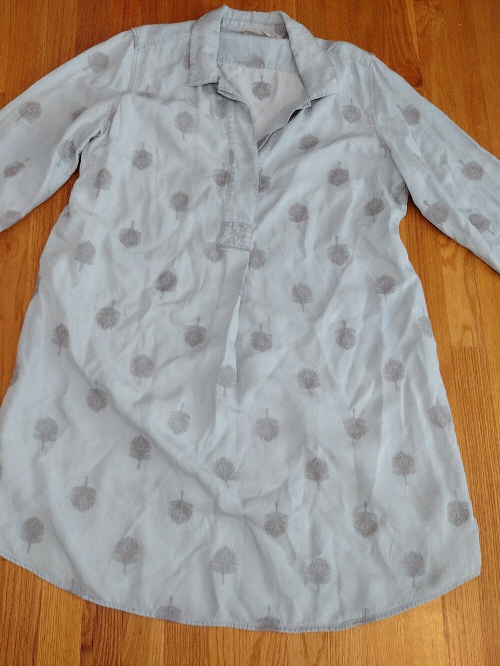 Soft Surroundings Paisley Park Shirt Dress Size 1X Blue Chambray Boho Lagenlook - Picture 3 of 6